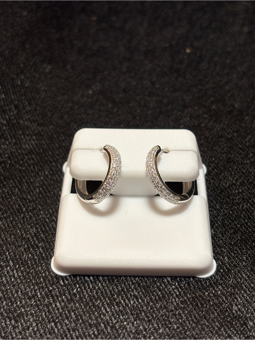 .925 Sterling Silver 1ct. VVS Moissanite Pave’ Huggies - Picture 5 of 17